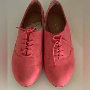Women's ALDO OXFORDS Nubuck Comfort Walking Shoes Lace Up Size 7.5 Coral Color